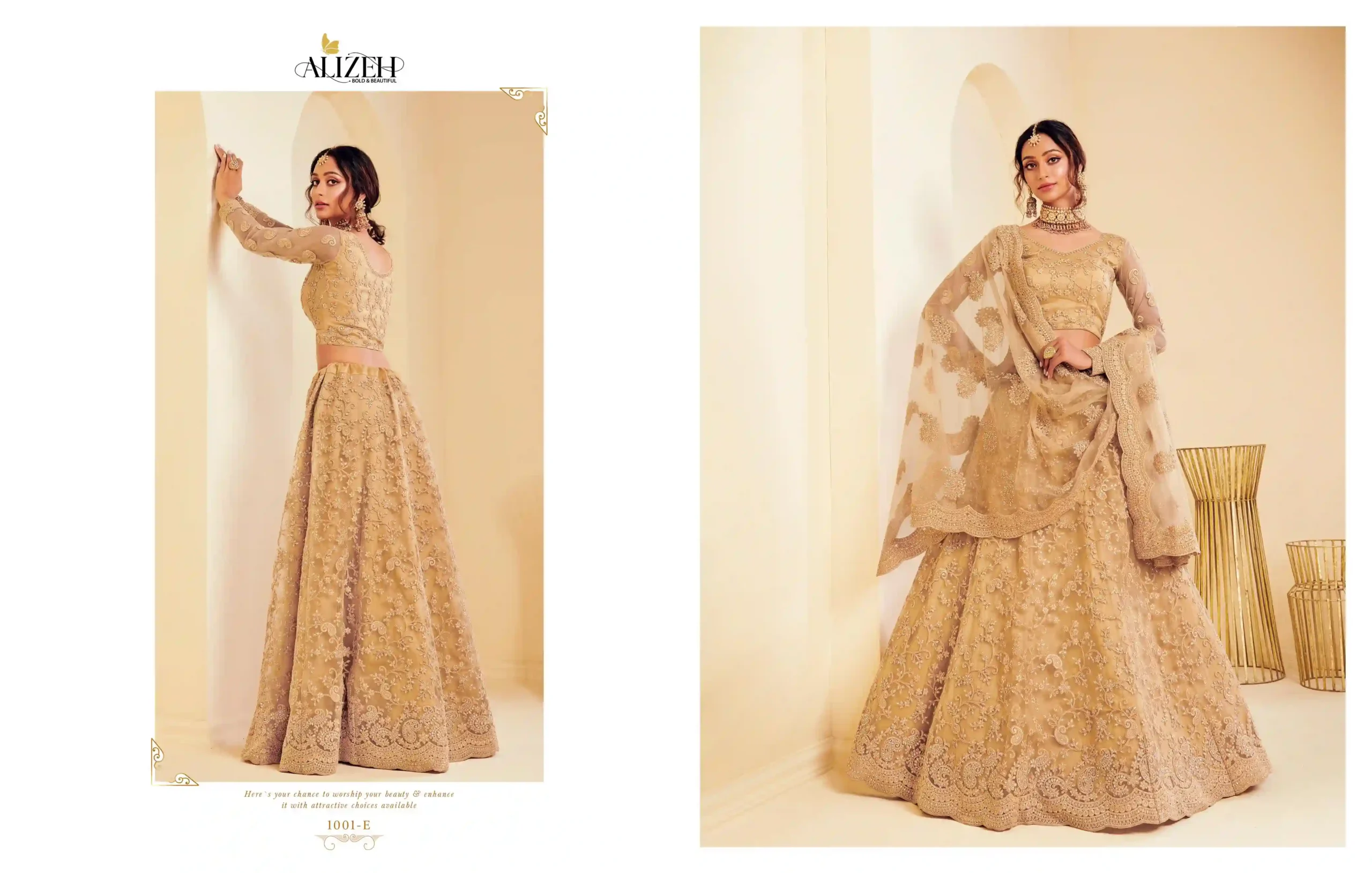 Alizeh The White Bride Hit Color Butterfly Net Wholesale Lehenga Catalog — Wholesale Lehenga, Alizeh wholesale from Surat — view 4